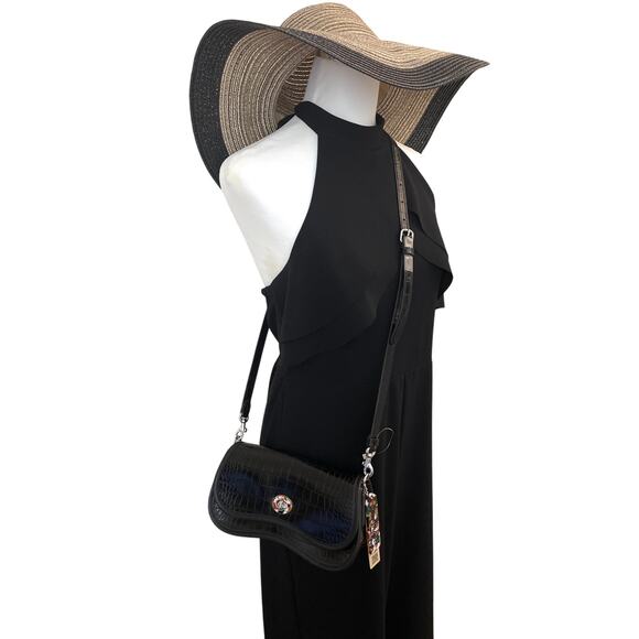 Coach Coachtopia Wavy Black Croc-Embossed Leather Shoulder/Crossbody NWT - Picture 6 of 12